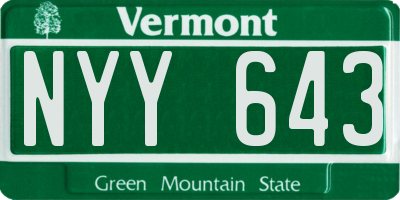VT license plate NYY643