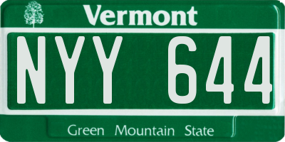 VT license plate NYY644