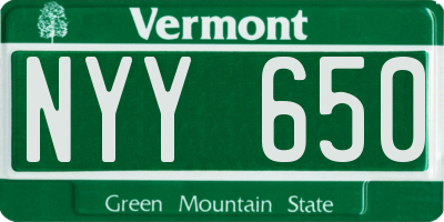 VT license plate NYY650