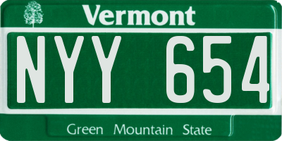 VT license plate NYY654
