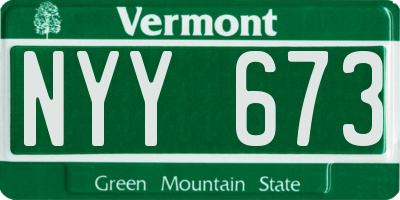 VT license plate NYY673