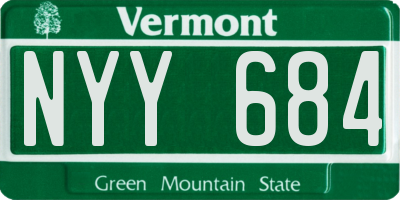 VT license plate NYY684