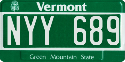 VT license plate NYY689