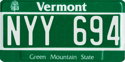 VT license plate NYY694