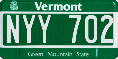 VT license plate NYY702