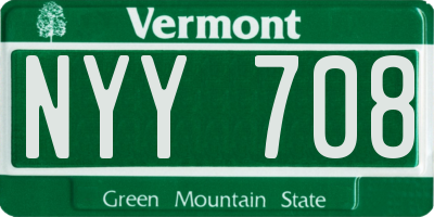 VT license plate NYY708