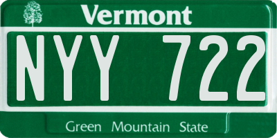 VT license plate NYY722