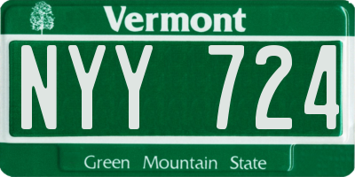 VT license plate NYY724