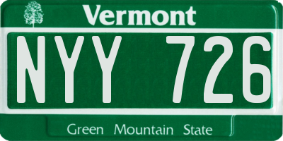 VT license plate NYY726
