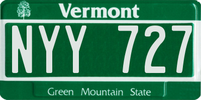 VT license plate NYY727