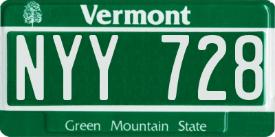 VT license plate NYY728
