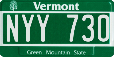 VT license plate NYY730