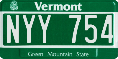 VT license plate NYY754