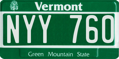 VT license plate NYY760