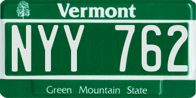 VT license plate NYY762