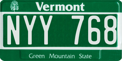VT license plate NYY768