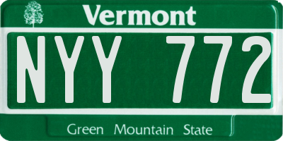VT license plate NYY772