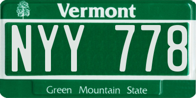 VT license plate NYY778