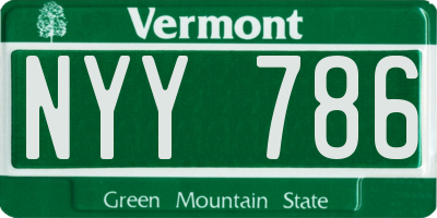 VT license plate NYY786