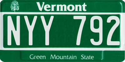 VT license plate NYY792