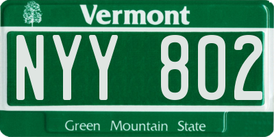 VT license plate NYY802
