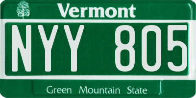 VT license plate NYY805