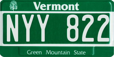 VT license plate NYY822