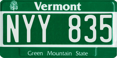 VT license plate NYY835