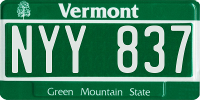 VT license plate NYY837