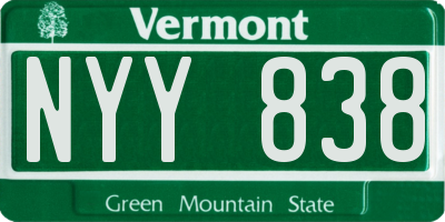 VT license plate NYY838