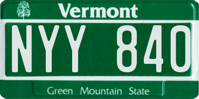 VT license plate NYY840