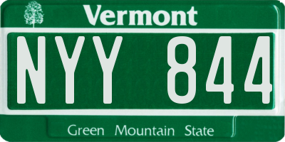 VT license plate NYY844
