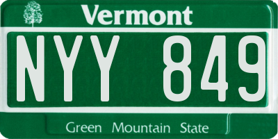VT license plate NYY849