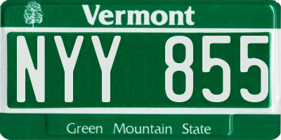 VT license plate NYY855