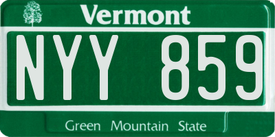 VT license plate NYY859