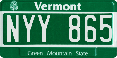 VT license plate NYY865