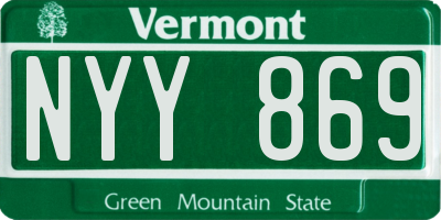 VT license plate NYY869