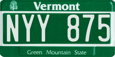 VT license plate NYY875