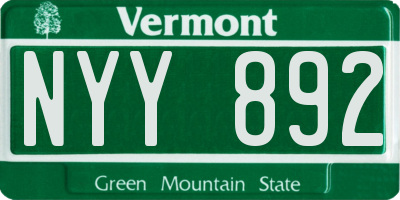 VT license plate NYY892