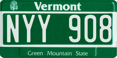 VT license plate NYY908