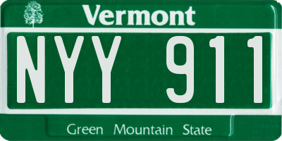 VT license plate NYY911