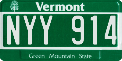 VT license plate NYY914