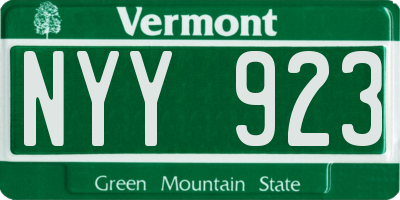 VT license plate NYY923