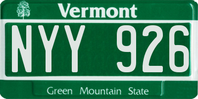 VT license plate NYY926
