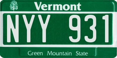 VT license plate NYY931
