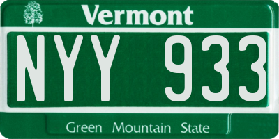 VT license plate NYY933