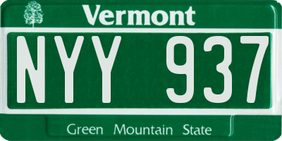 VT license plate NYY937