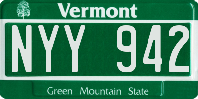 VT license plate NYY942
