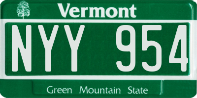 VT license plate NYY954