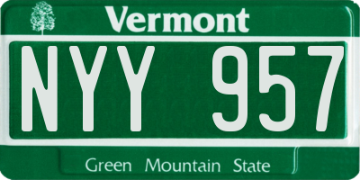 VT license plate NYY957